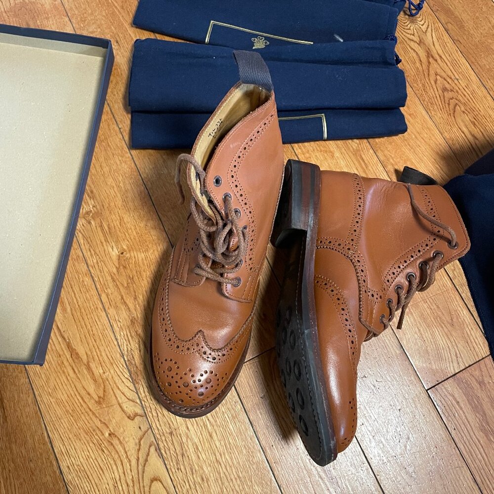 EUC Tricker's Malton Lace Up Boots Uk4 Camel Leather L2508